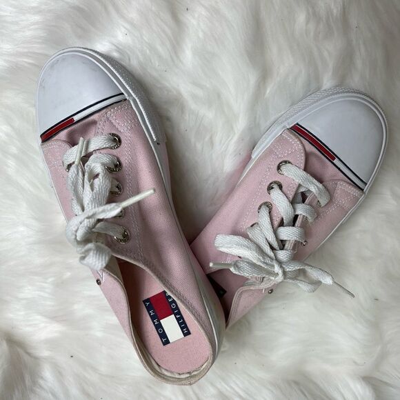 Tommy Hilfiger pink Canvas platform mule slip on sneakers size8M - Picture 4 of 9